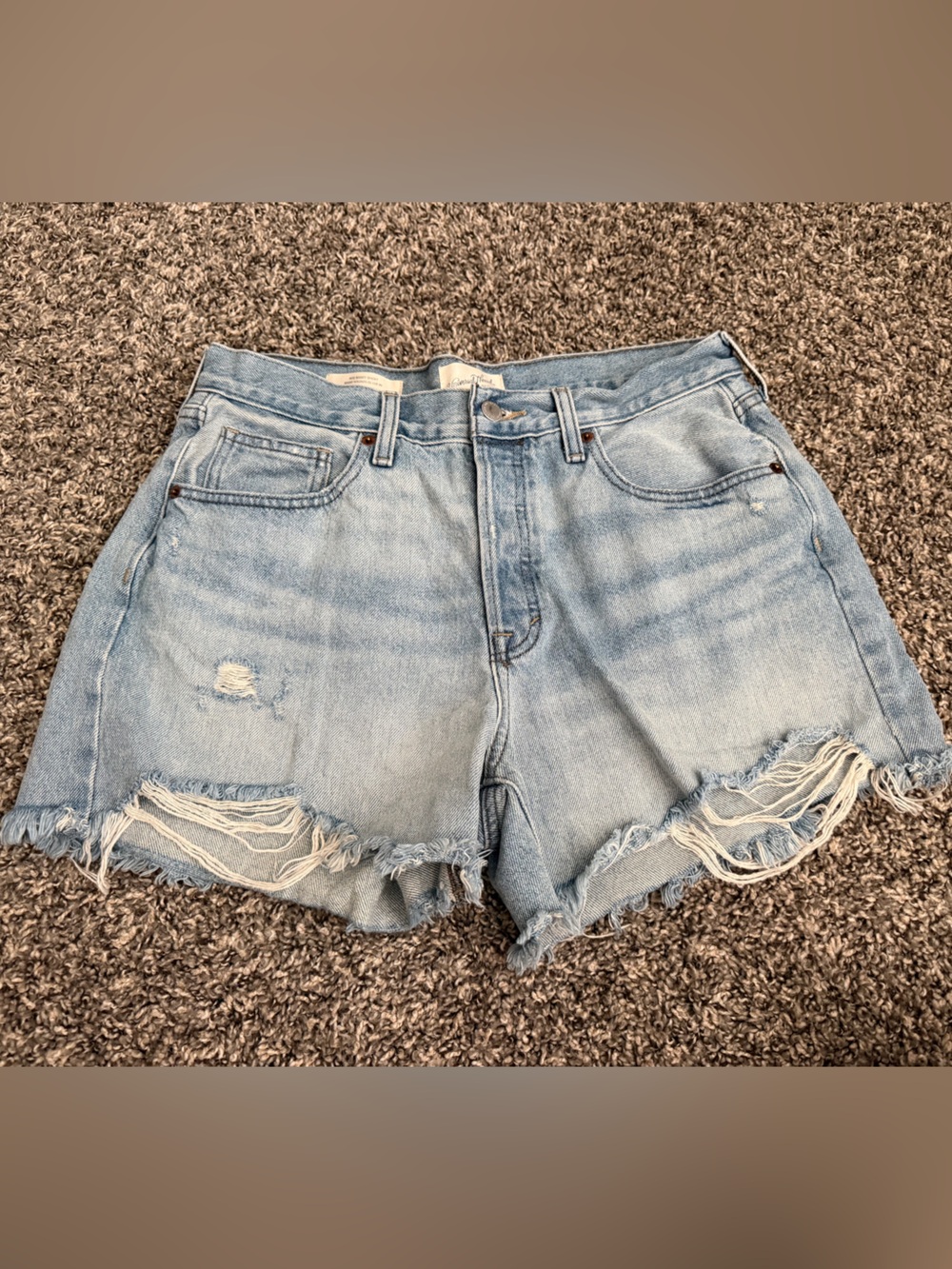 Universal Thread Light Blue Distressed High-Rise Denim Shorts